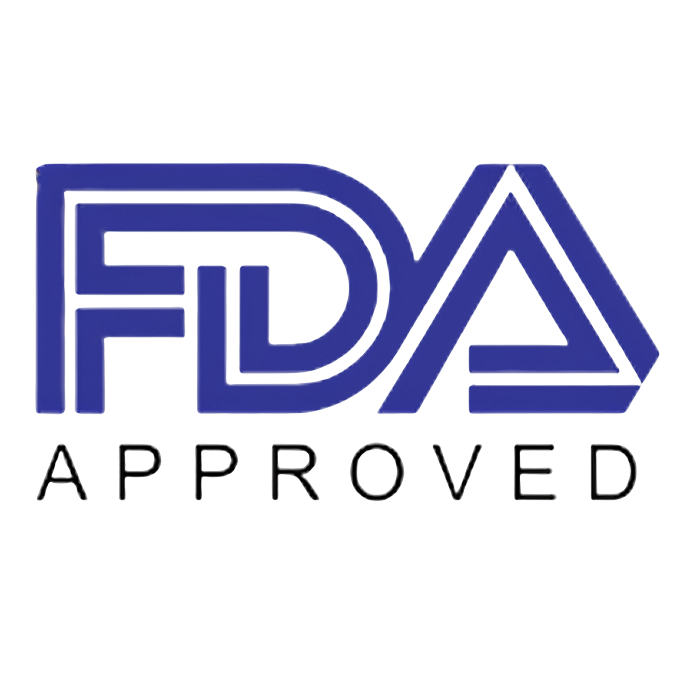 FDA Approved logo for rubber and elastomer compounds suitable for pharmaceutical applications.